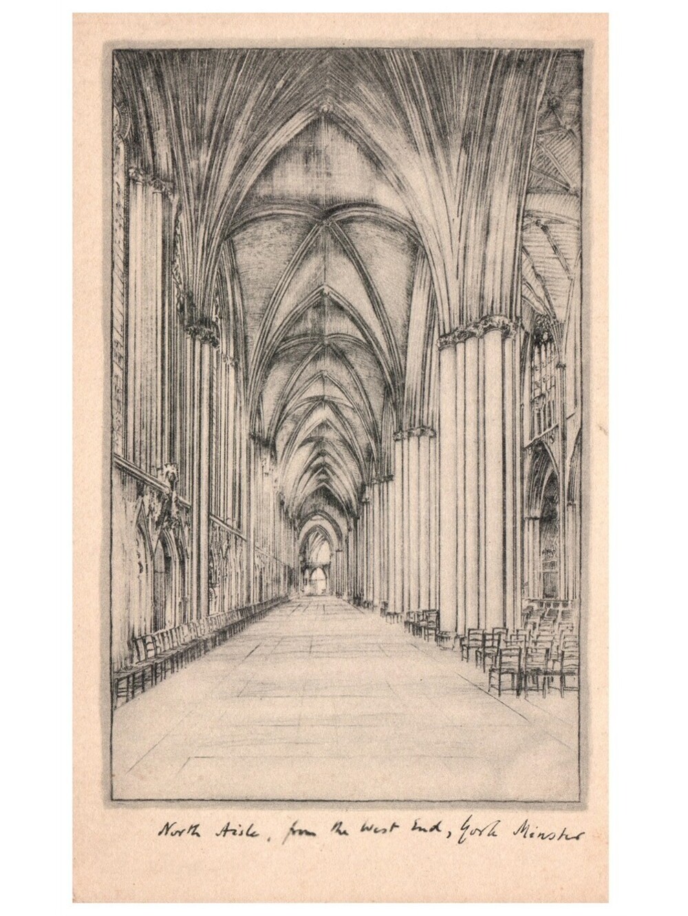 Vintage Postcard York Minster Northern Aisle Nave England Tuck